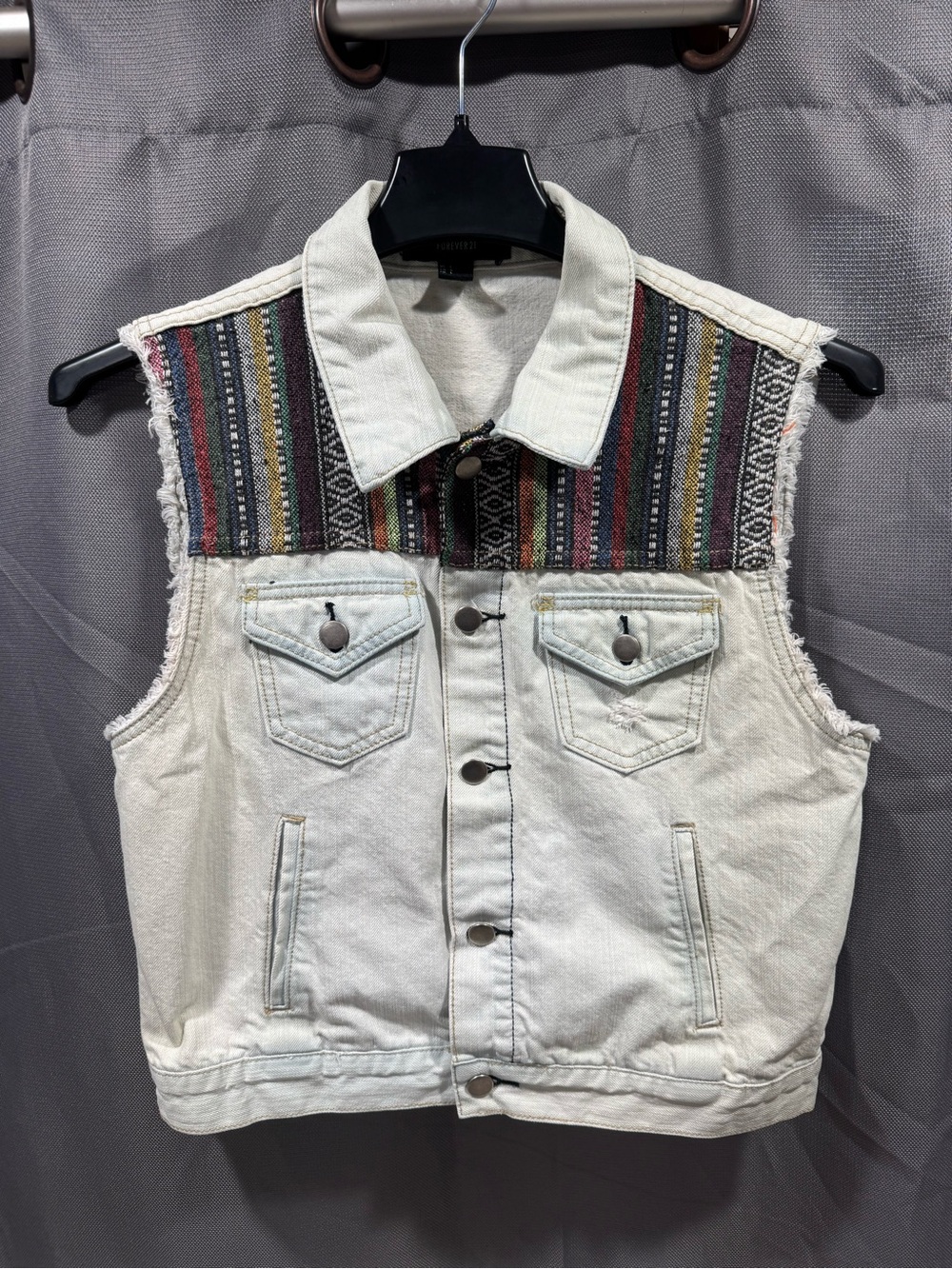 Forever 21 Vest with Multicolor Aztec Yoke